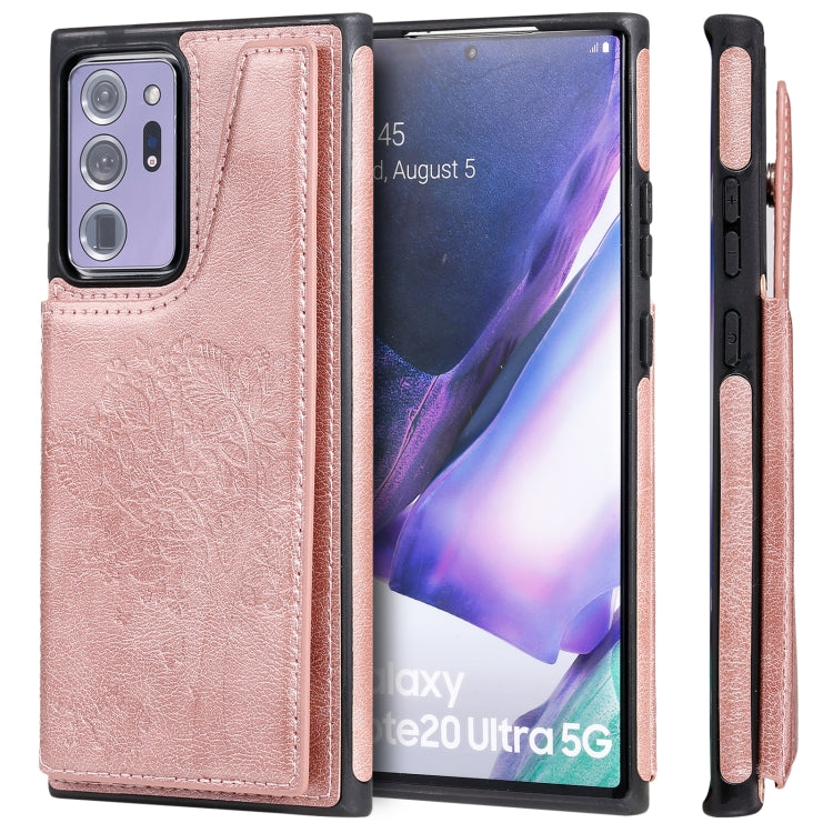 Cat Tree Embossing Pattern Shockproof Protective Case with Card Slots & Photo Frame & Holder, For Samsung Galaxy Note20 Ultra