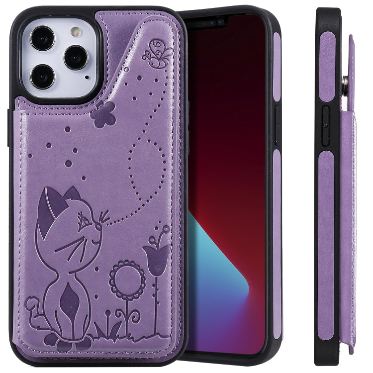 Cat Bee Embossing Pattern Shockproof Protective Case with Card Slots & Photo Frame, For Samsung Galaxy Note20 Ultra, For Samsung Galaxy Note20, For iPhone 12 mini