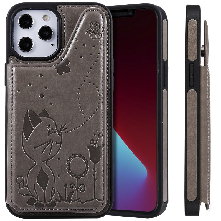 Cat Bee Embossing Pattern Shockproof Protective Case with Card Slots & Photo Frame, For Samsung Galaxy Note20 Ultra, For Samsung Galaxy Note20, For iPhone 12 mini