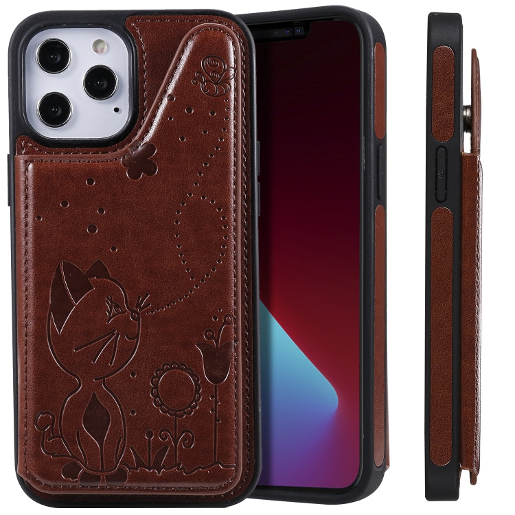 Cat Bee Embossing Pattern Shockproof Protective Case with Card Slots & Photo Frame, For Samsung Galaxy Note20 Ultra, For Samsung Galaxy Note20, For iPhone 12 mini