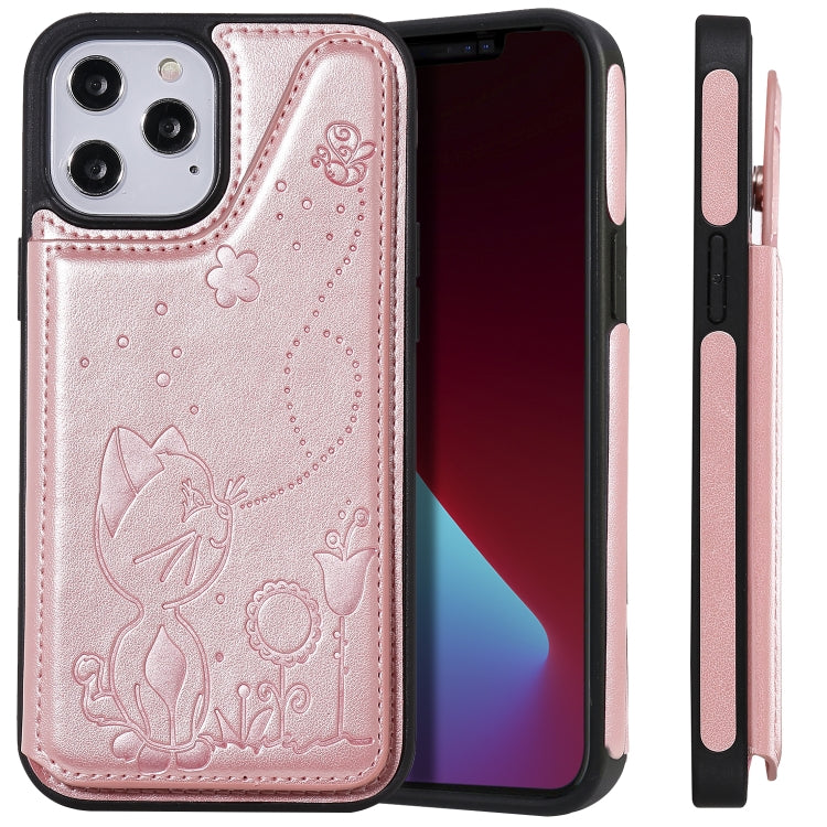 Cat Bee Embossing Pattern Shockproof Protective Case with Card Slots & Photo Frame, For Samsung Galaxy Note20 Ultra, For Samsung Galaxy Note20, For iPhone 12 mini