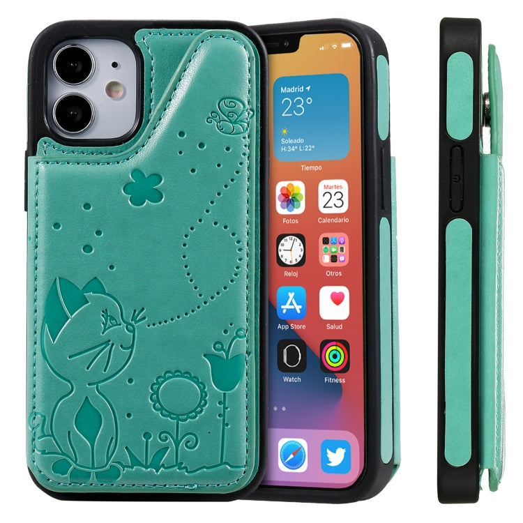 Cat Bee Embossing Pattern Shockproof Protective Case with Card Slots & Photo Frame, For Samsung Galaxy Note20 Ultra, For Samsung Galaxy Note20, For iPhone 12 mini