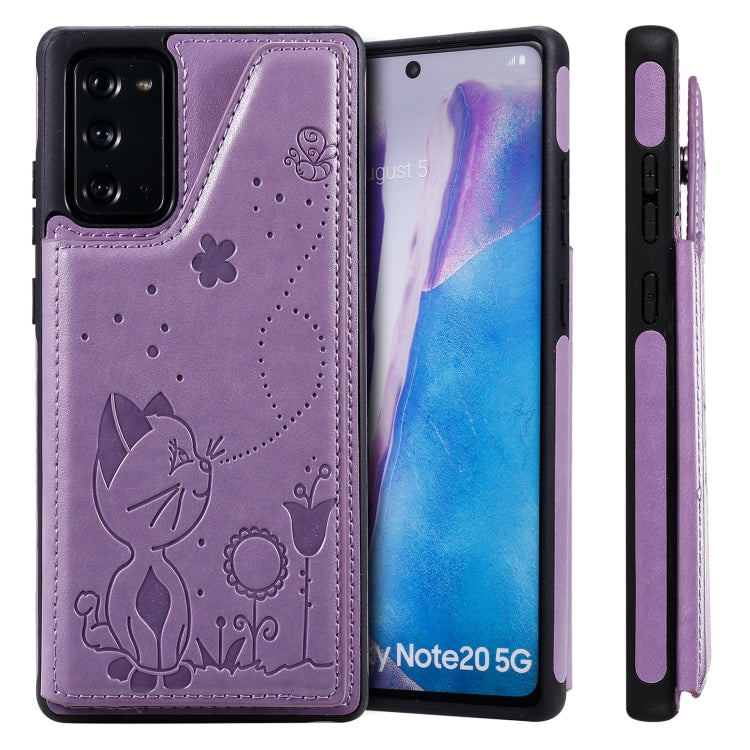 Cat Bee Embossing Pattern Shockproof Protective Case with Card Slots & Photo Frame, For Samsung Galaxy Note20 Ultra, For Samsung Galaxy Note20, For iPhone 12 mini