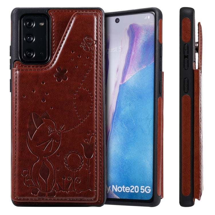 Cat Bee Embossing Pattern Shockproof Protective Case with Card Slots & Photo Frame, For Samsung Galaxy Note20 Ultra, For Samsung Galaxy Note20, For iPhone 12 mini