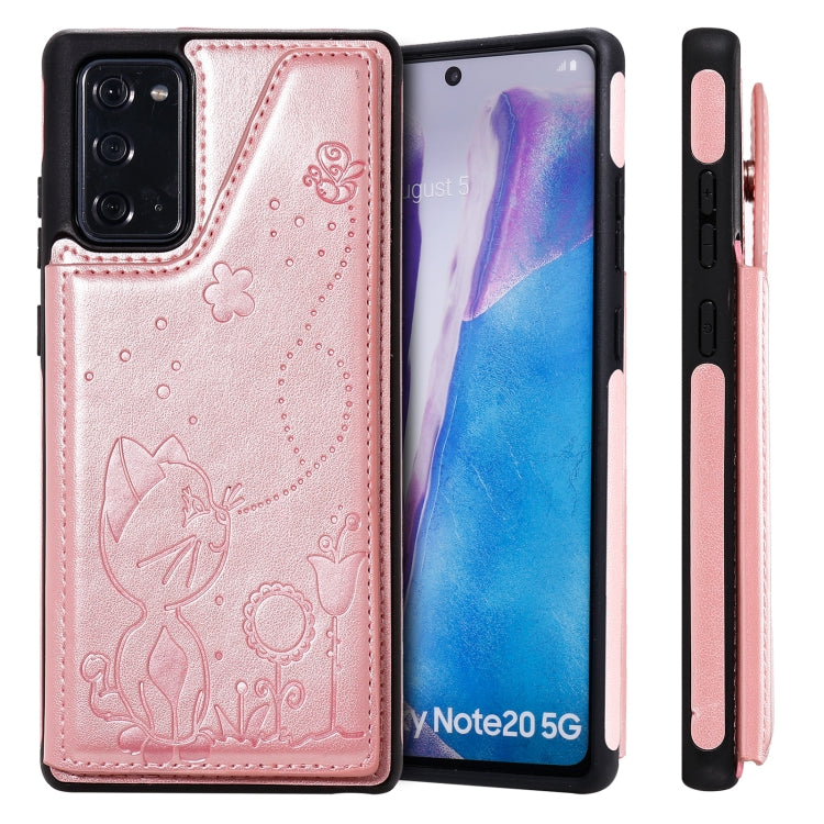 Cat Bee Embossing Pattern Shockproof Protective Case with Card Slots & Photo Frame, For Samsung Galaxy Note20 Ultra, For Samsung Galaxy Note20, For iPhone 12 mini
