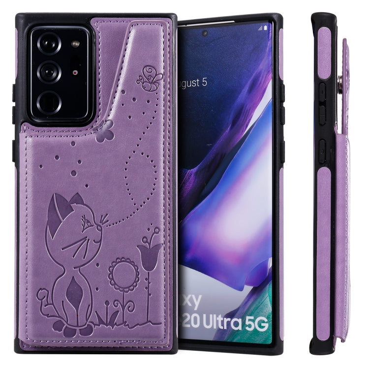 Cat Bee Embossing Pattern Shockproof Protective Case with Card Slots & Photo Frame, For Samsung Galaxy Note20 Ultra, For Samsung Galaxy Note20, For iPhone 12 mini