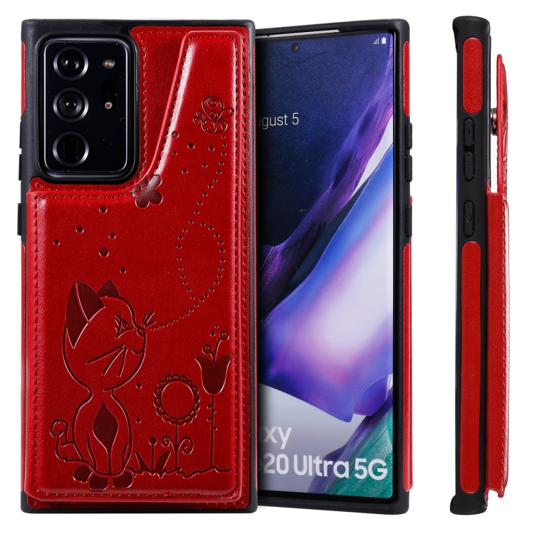 Cat Bee Embossing Pattern Shockproof Protective Case with Card Slots & Photo Frame, For Samsung Galaxy Note20 Ultra, For Samsung Galaxy Note20, For iPhone 12 mini