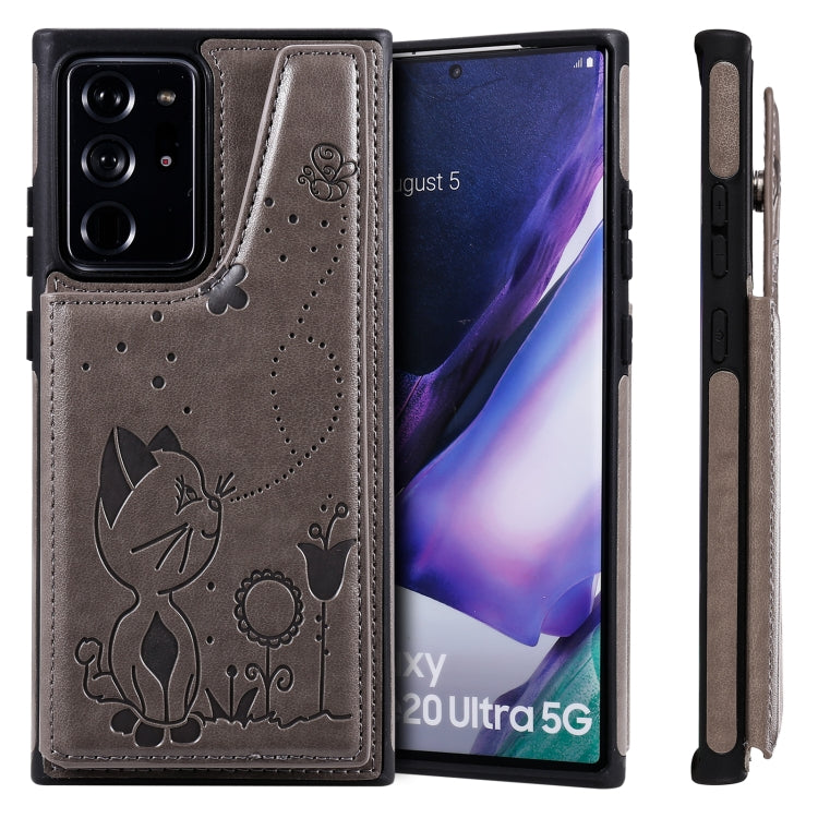 Cat Bee Embossing Pattern Shockproof Protective Case with Card Slots & Photo Frame, For Samsung Galaxy Note20 Ultra, For Samsung Galaxy Note20, For iPhone 12 mini