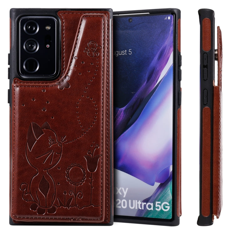 Cat Bee Embossing Pattern Shockproof Protective Case with Card Slots & Photo Frame, For Samsung Galaxy Note20 Ultra, For Samsung Galaxy Note20, For iPhone 12 mini