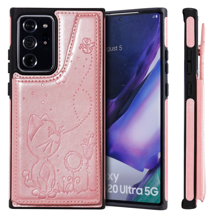 Cat Bee Embossing Pattern Shockproof Protective Case with Card Slots & Photo Frame, For Samsung Galaxy Note20 Ultra, For Samsung Galaxy Note20, For iPhone 12 mini