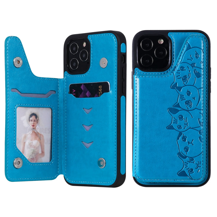 Six Cats Embossing Pattern Protective Case with Holder & Card Slots & Photo Frame, For iPhone 12 mini, For iPhone 12 / 12 Pro, For iPhone 12 Pro Max