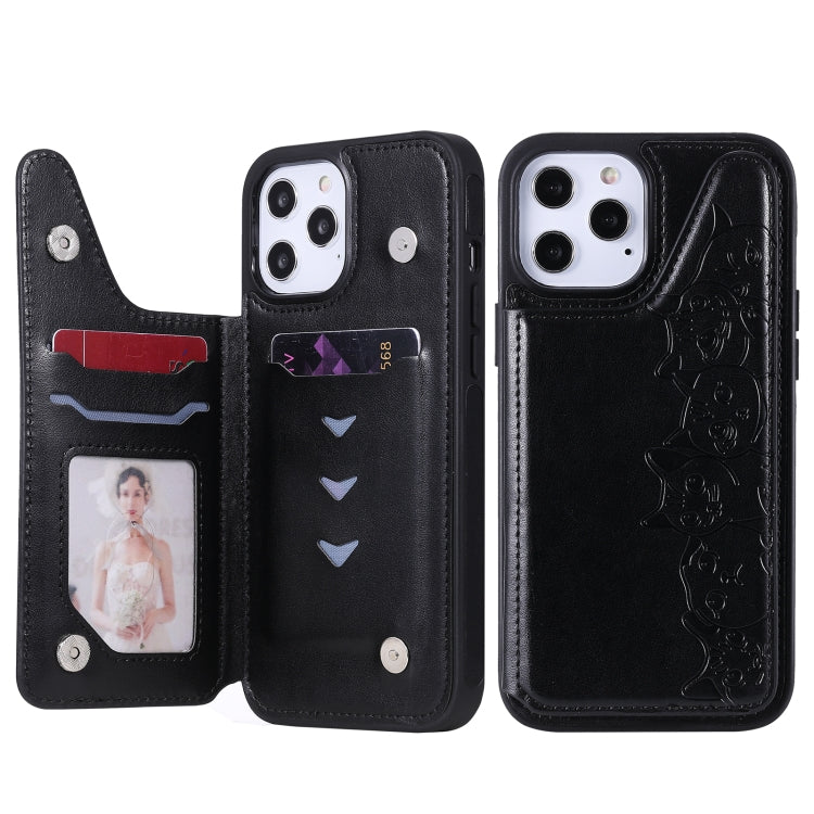 Six Cats Embossing Pattern Protective Case with Holder & Card Slots & Photo Frame, For iPhone 12 mini, For iPhone 12 / 12 Pro, For iPhone 12 Pro Max