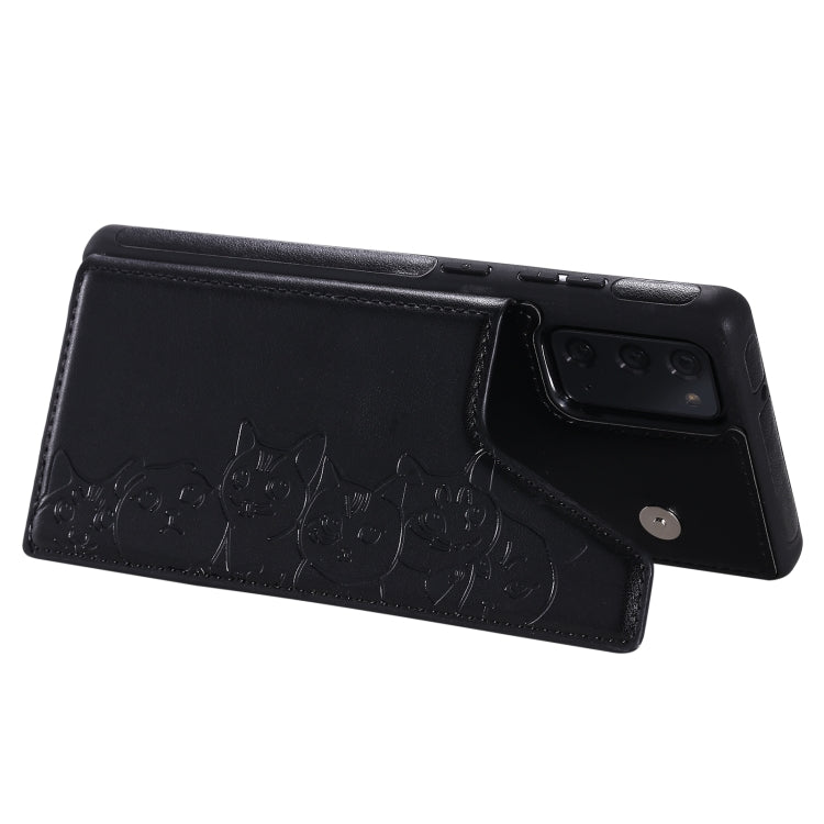 Six Cats Embossing Pattern Protective Case with Holder & Card Slots & Photo Frame, For Samsung Galaxy Note20, For Samsung Galaxy Note20 Ultra
