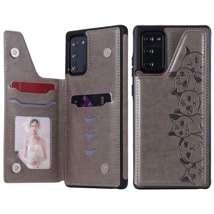 Six Cats Embossing Pattern Protective Case with Holder & Card Slots & Photo Frame, For Samsung Galaxy Note20, For Samsung Galaxy Note20 Ultra