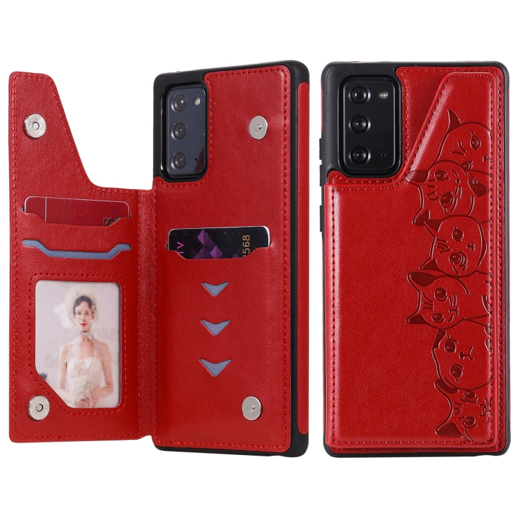 Six Cats Embossing Pattern Protective Case with Holder & Card Slots & Photo Frame, For Samsung Galaxy Note20, For Samsung Galaxy Note20 Ultra