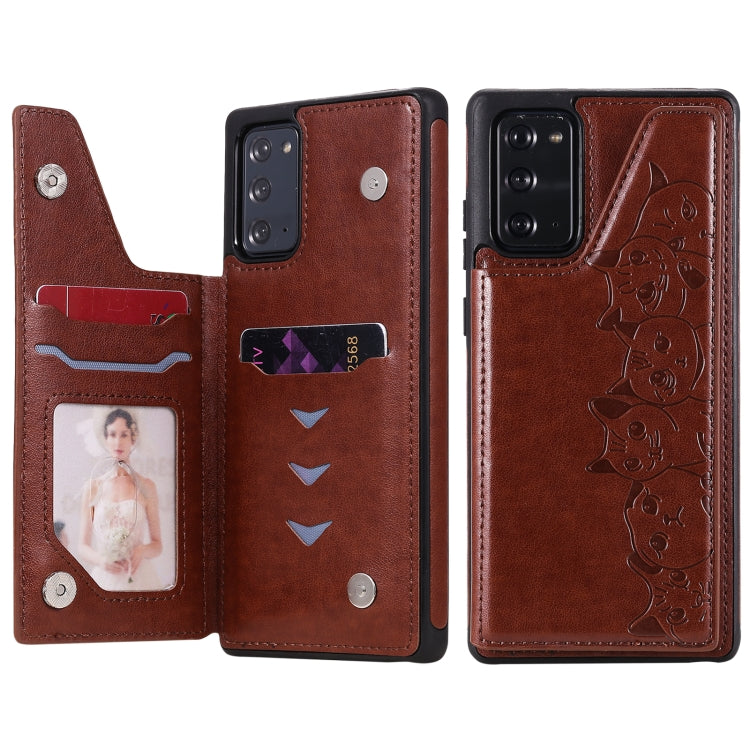 Six Cats Embossing Pattern Protective Case with Holder & Card Slots & Photo Frame, For Samsung Galaxy Note20, For Samsung Galaxy Note20 Ultra