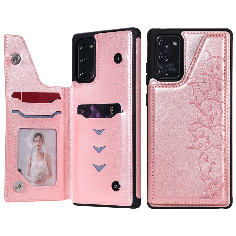 Six Cats Embossing Pattern Protective Case with Holder & Card Slots & Photo Frame, For Samsung Galaxy Note20, For Samsung Galaxy Note20 Ultra