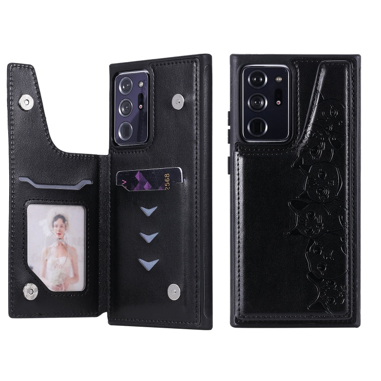 Six Cats Embossing Pattern Protective Case with Holder & Card Slots & Photo Frame, For Samsung Galaxy Note20, For Samsung Galaxy Note20 Ultra