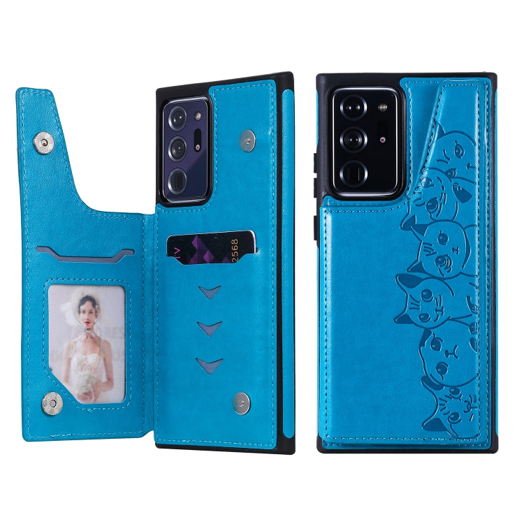Six Cats Embossing Pattern Protective Case with Holder & Card Slots & Photo Frame, For Samsung Galaxy Note20, For Samsung Galaxy Note20 Ultra
