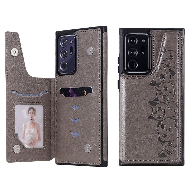 Six Cats Embossing Pattern Protective Case with Holder & Card Slots & Photo Frame, For Samsung Galaxy Note20, For Samsung Galaxy Note20 Ultra