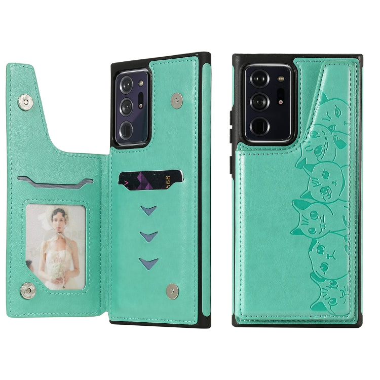 Six Cats Embossing Pattern Protective Case with Holder & Card Slots & Photo Frame, For Samsung Galaxy Note20, For Samsung Galaxy Note20 Ultra