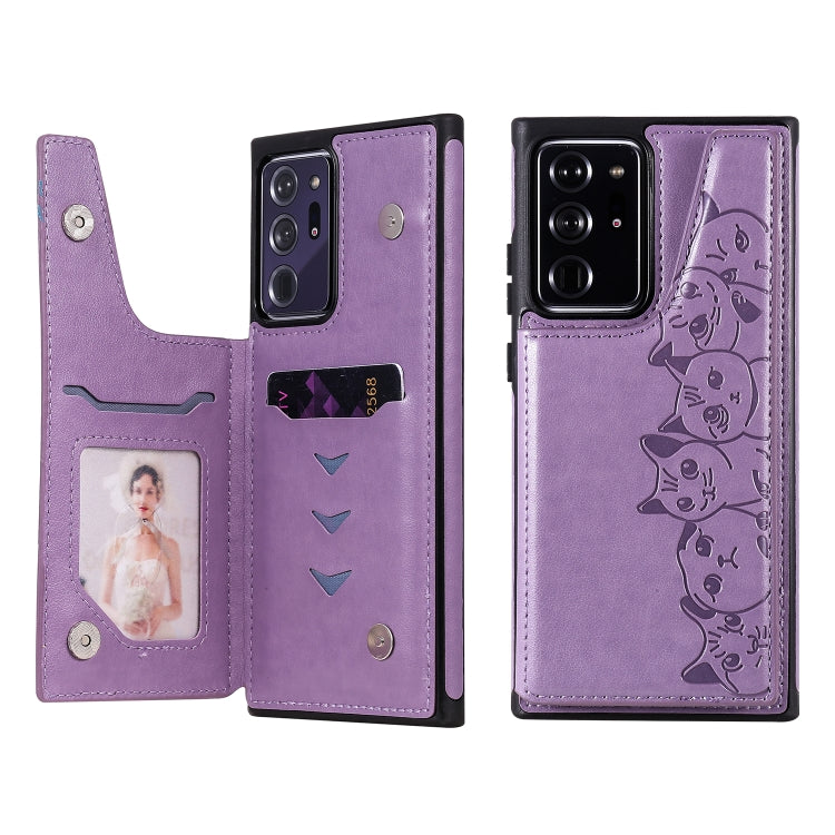 Six Cats Embossing Pattern Protective Case with Holder & Card Slots & Photo Frame, For Samsung Galaxy Note20, For Samsung Galaxy Note20 Ultra