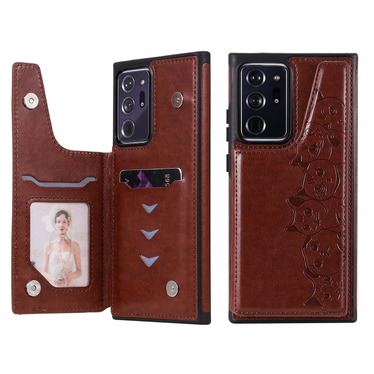 Six Cats Embossing Pattern Protective Case with Holder & Card Slots & Photo Frame, For Samsung Galaxy Note20, For Samsung Galaxy Note20 Ultra