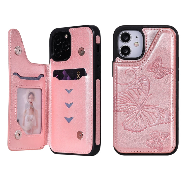 Butterfly Embossing Pattern Shockproof Protective Case with Holder & Card Slots & Photo Frame, For iPhone 12 mini, For iPhone 12 / 12 Pro, For iPhone 12 Pro Max