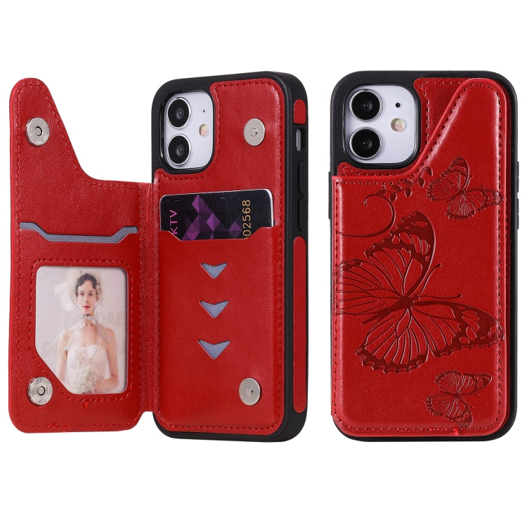 Butterfly Embossing Pattern Shockproof Protective Case with Holder & Card Slots & Photo Frame, For iPhone 12 mini, For iPhone 12 / 12 Pro, For iPhone 12 Pro Max