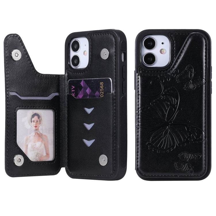 Butterfly Embossing Pattern Shockproof Protective Case with Holder & Card Slots & Photo Frame, For iPhone 12 mini, For iPhone 12 / 12 Pro, For iPhone 12 Pro Max