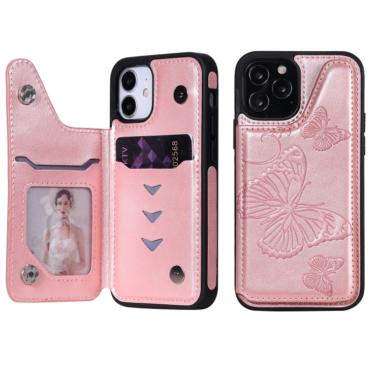 Butterfly Embossing Pattern Shockproof Protective Case with Holder & Card Slots & Photo Frame, For iPhone 12 mini, For iPhone 12 / 12 Pro, For iPhone 12 Pro Max