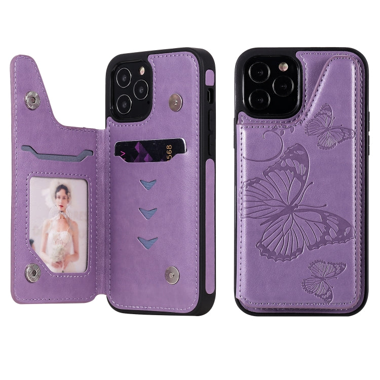 Butterfly Embossing Pattern Shockproof Protective Case with Holder & Card Slots & Photo Frame, For iPhone 12 mini, For iPhone 12 / 12 Pro, For iPhone 12 Pro Max