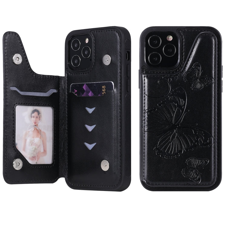 Butterfly Embossing Pattern Shockproof Protective Case with Holder & Card Slots & Photo Frame, For iPhone 12 mini, For iPhone 12 / 12 Pro, For iPhone 12 Pro Max