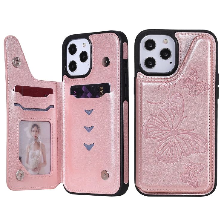 Butterfly Embossing Pattern Shockproof Protective Case with Holder & Card Slots & Photo Frame, For iPhone 12 mini, For iPhone 12 / 12 Pro, For iPhone 12 Pro Max