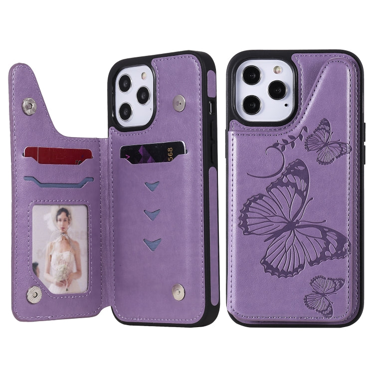 Butterfly Embossing Pattern Shockproof Protective Case with Holder & Card Slots & Photo Frame, For iPhone 12 mini, For iPhone 12 / 12 Pro, For iPhone 12 Pro Max