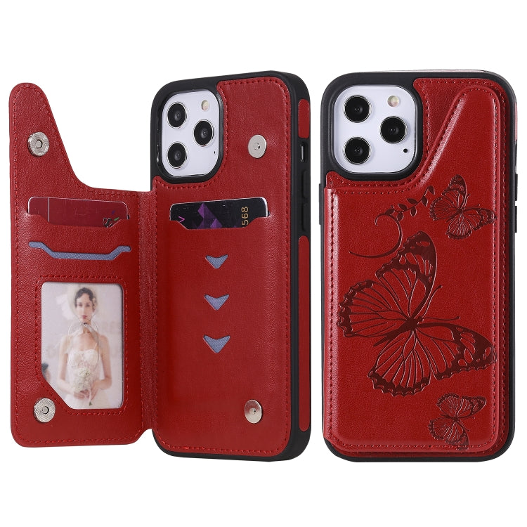 Butterfly Embossing Pattern Shockproof Protective Case with Holder & Card Slots & Photo Frame, For iPhone 12 mini, For iPhone 12 / 12 Pro, For iPhone 12 Pro Max