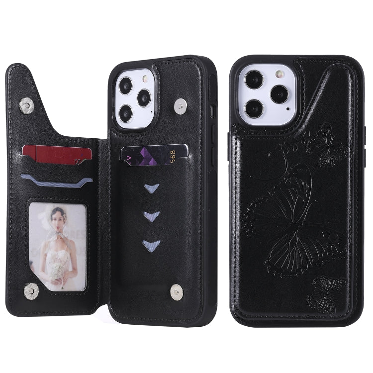 Butterfly Embossing Pattern Shockproof Protective Case with Holder & Card Slots & Photo Frame, For iPhone 12 mini, For iPhone 12 / 12 Pro, For iPhone 12 Pro Max