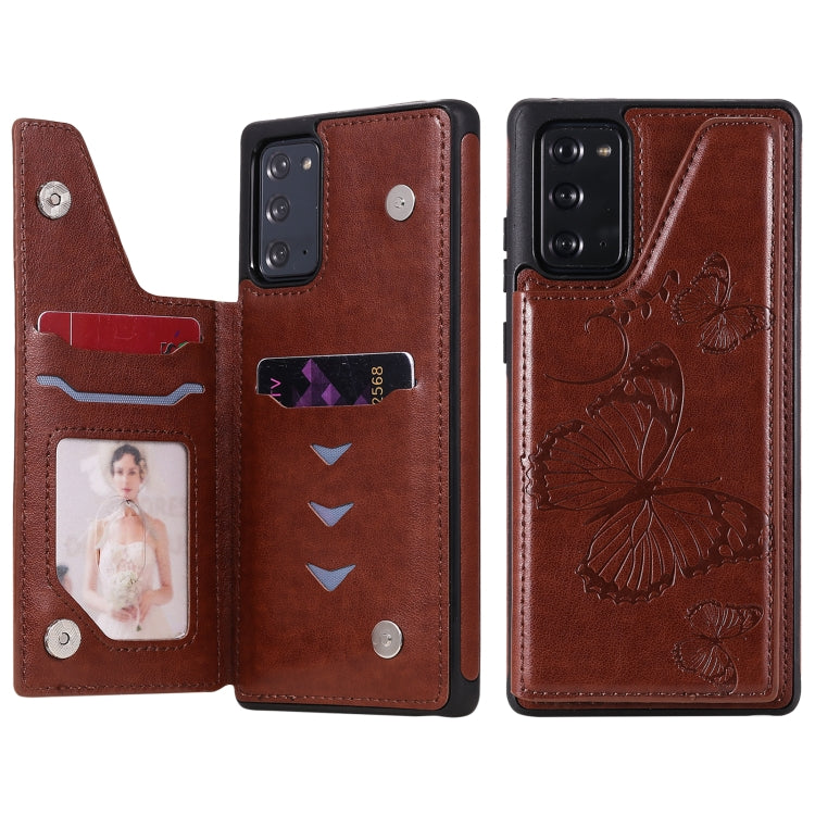 Butterfly Embossing Pattern Shockproof Protective Case with Holder & Card Slots & Photo Frame, For Samsung Galaxy Note20, For Samsung Galaxy Note20 Ultra