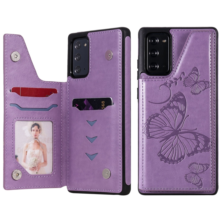 Butterfly Embossing Pattern Shockproof Protective Case with Holder & Card Slots & Photo Frame, For Samsung Galaxy Note20, For Samsung Galaxy Note20 Ultra
