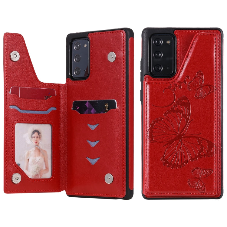 Butterfly Embossing Pattern Shockproof Protective Case with Holder & Card Slots & Photo Frame, For Samsung Galaxy Note20, For Samsung Galaxy Note20 Ultra