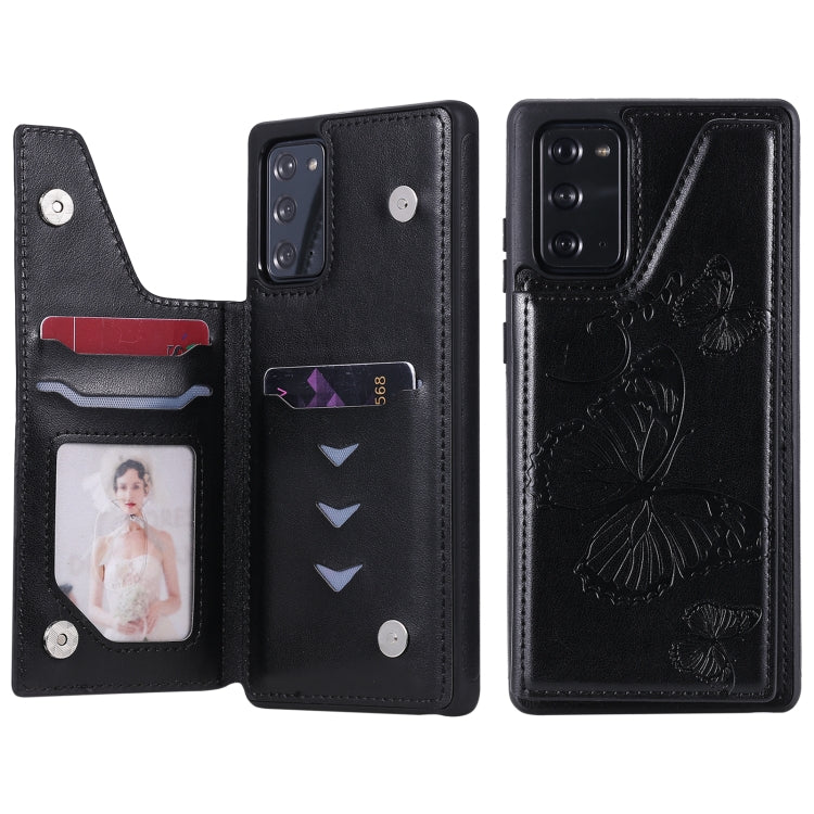 Butterfly Embossing Pattern Shockproof Protective Case with Holder & Card Slots & Photo Frame, For Samsung Galaxy Note20, For Samsung Galaxy Note20 Ultra