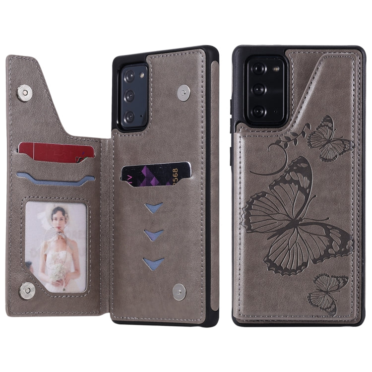 Butterfly Embossing Pattern Shockproof Protective Case with Holder & Card Slots & Photo Frame, For Samsung Galaxy Note20, For Samsung Galaxy Note20 Ultra