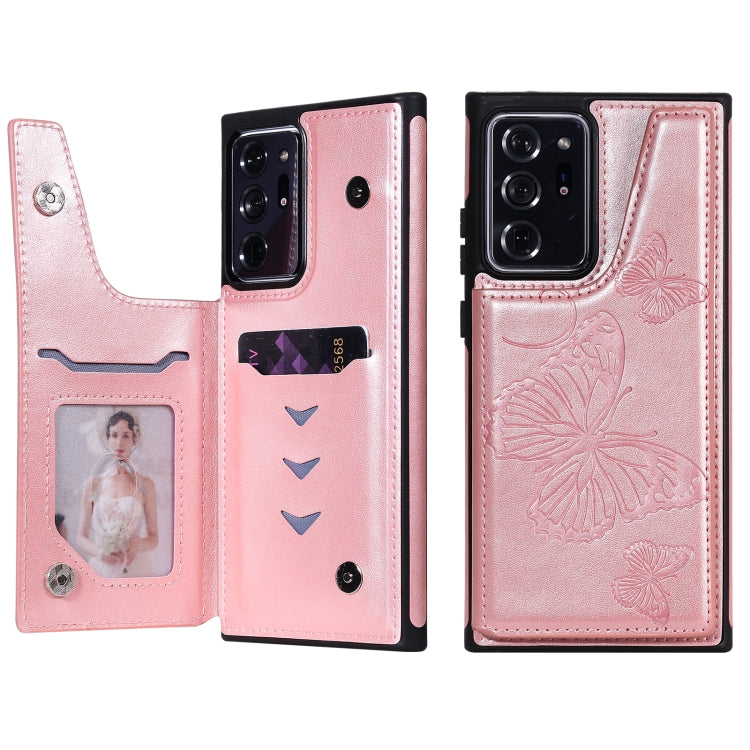 Butterfly Embossing Pattern Shockproof Protective Case with Holder & Card Slots & Photo Frame, For Samsung Galaxy Note20, For Samsung Galaxy Note20 Ultra