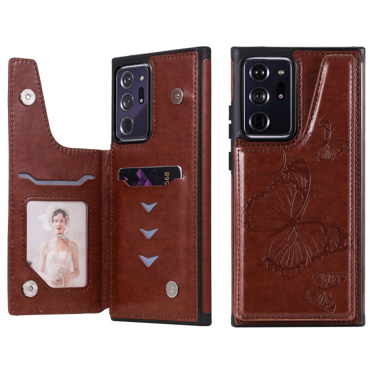 Butterfly Embossing Pattern Shockproof Protective Case with Holder & Card Slots & Photo Frame, For Samsung Galaxy Note20, For Samsung Galaxy Note20 Ultra