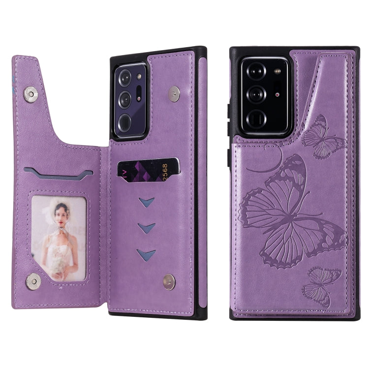 Butterfly Embossing Pattern Shockproof Protective Case with Holder & Card Slots & Photo Frame, For Samsung Galaxy Note20, For Samsung Galaxy Note20 Ultra