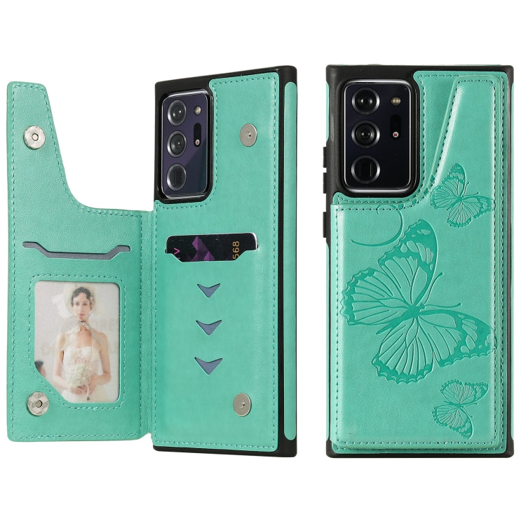 Butterfly Embossing Pattern Shockproof Protective Case with Holder & Card Slots & Photo Frame, For Samsung Galaxy Note20, For Samsung Galaxy Note20 Ultra