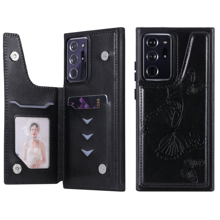 Butterfly Embossing Pattern Shockproof Protective Case with Holder & Card Slots & Photo Frame, For Samsung Galaxy Note20, For Samsung Galaxy Note20 Ultra