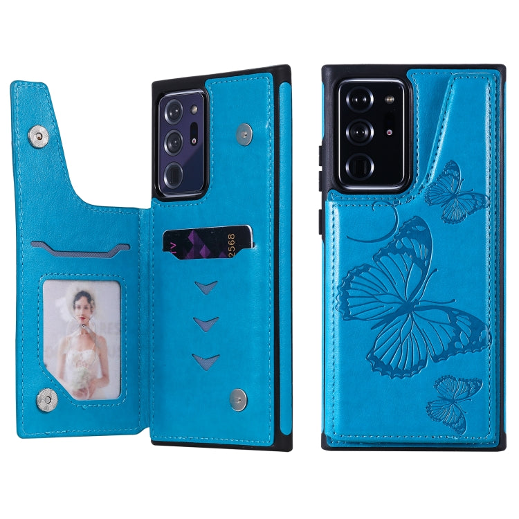 Butterfly Embossing Pattern Shockproof Protective Case with Holder & Card Slots & Photo Frame, For Samsung Galaxy Note20, For Samsung Galaxy Note20 Ultra