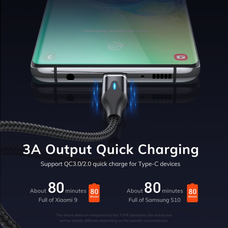 扁形磁吸金属接头 尼龙编织磁吸快充数据线, 1m USB to 8 Pin, 1m 3 in 1