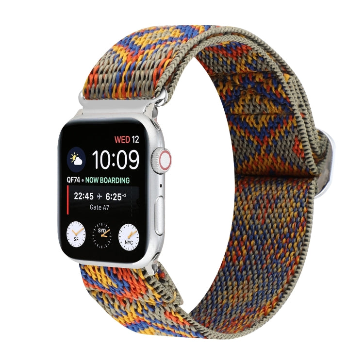 Metal Japanese Buckle Elastic Nylon Replacement Watchbands, For Apple Watch Series 7 45mm / 6 & SE & 5 & 4 44mm / 3 & 2 & 1 42mm, For Apple Watch Series 8&7 41mm / SE 2&6&SE&5&4 40mm / 3&2&1 38mm